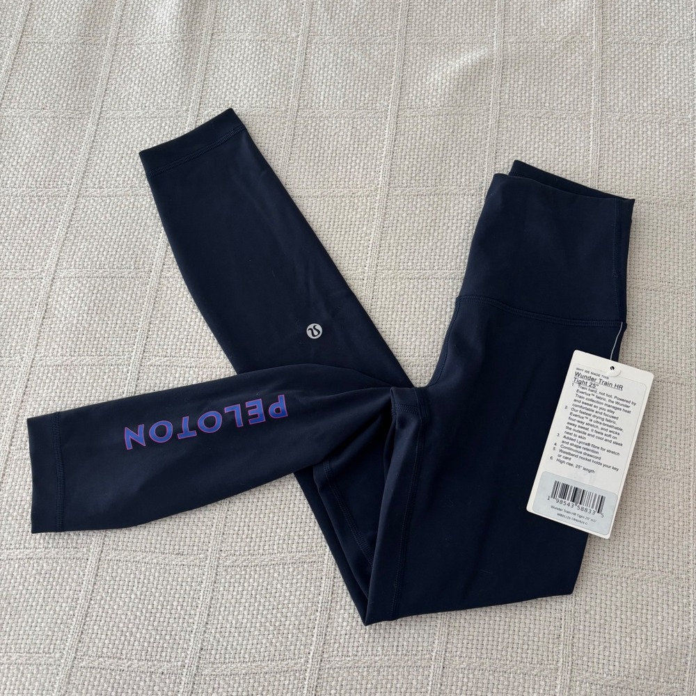 Women's 0 LULULEMON x Peloton Wunder Train HR Tight 25" Navy Blue Leggings NWT